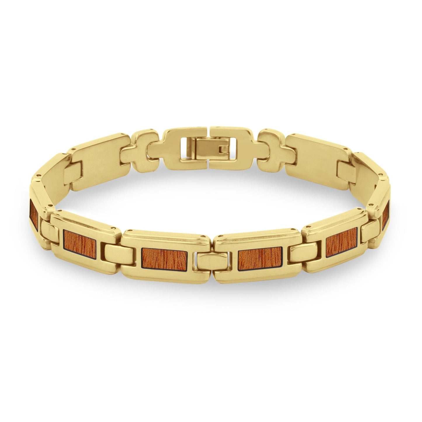 Gum Burl Men's Link Bracelet - Yellow Gold - PBNJ FASHIONS