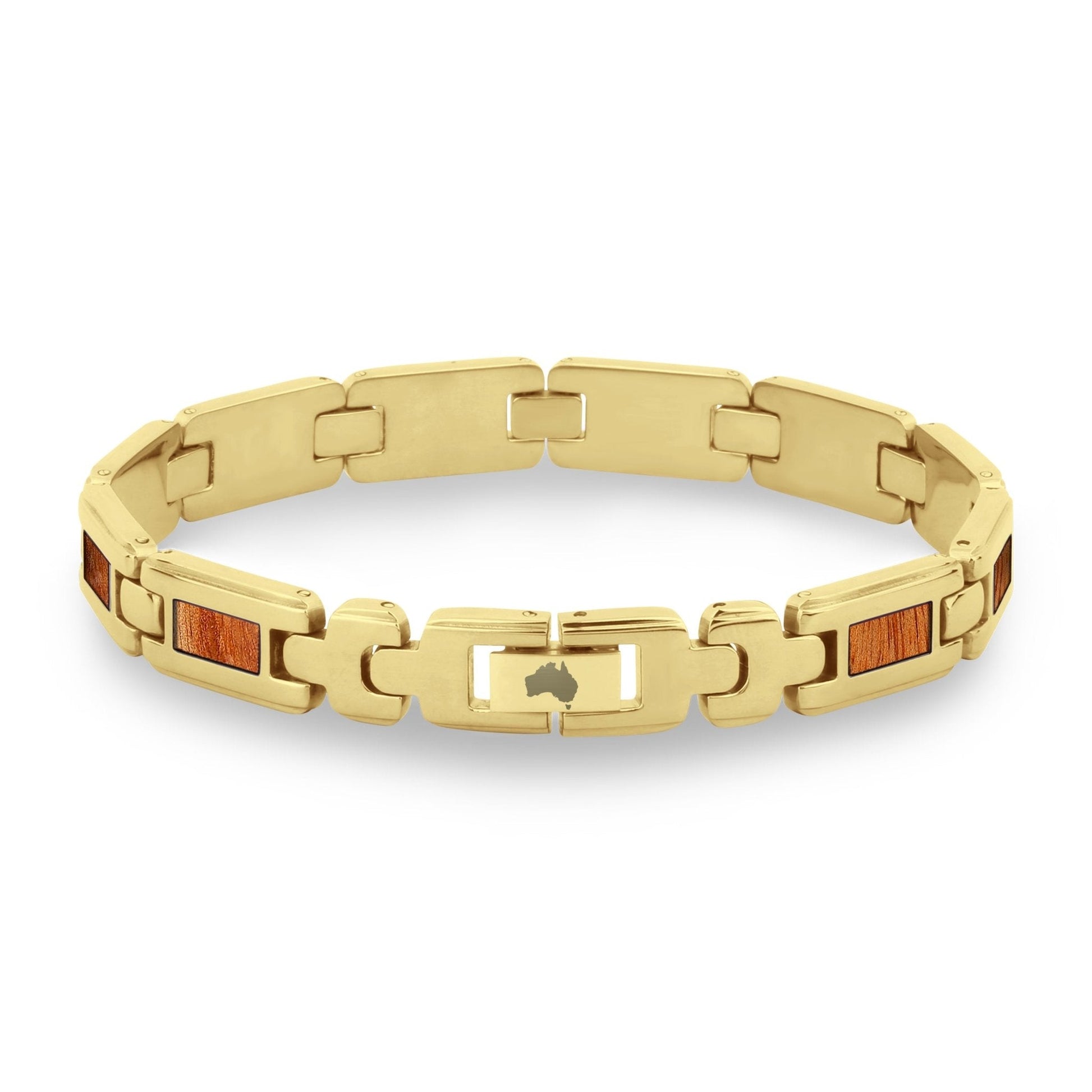 Gum Burl Men's Link Bracelet - Yellow Gold - PBNJ FASHIONS