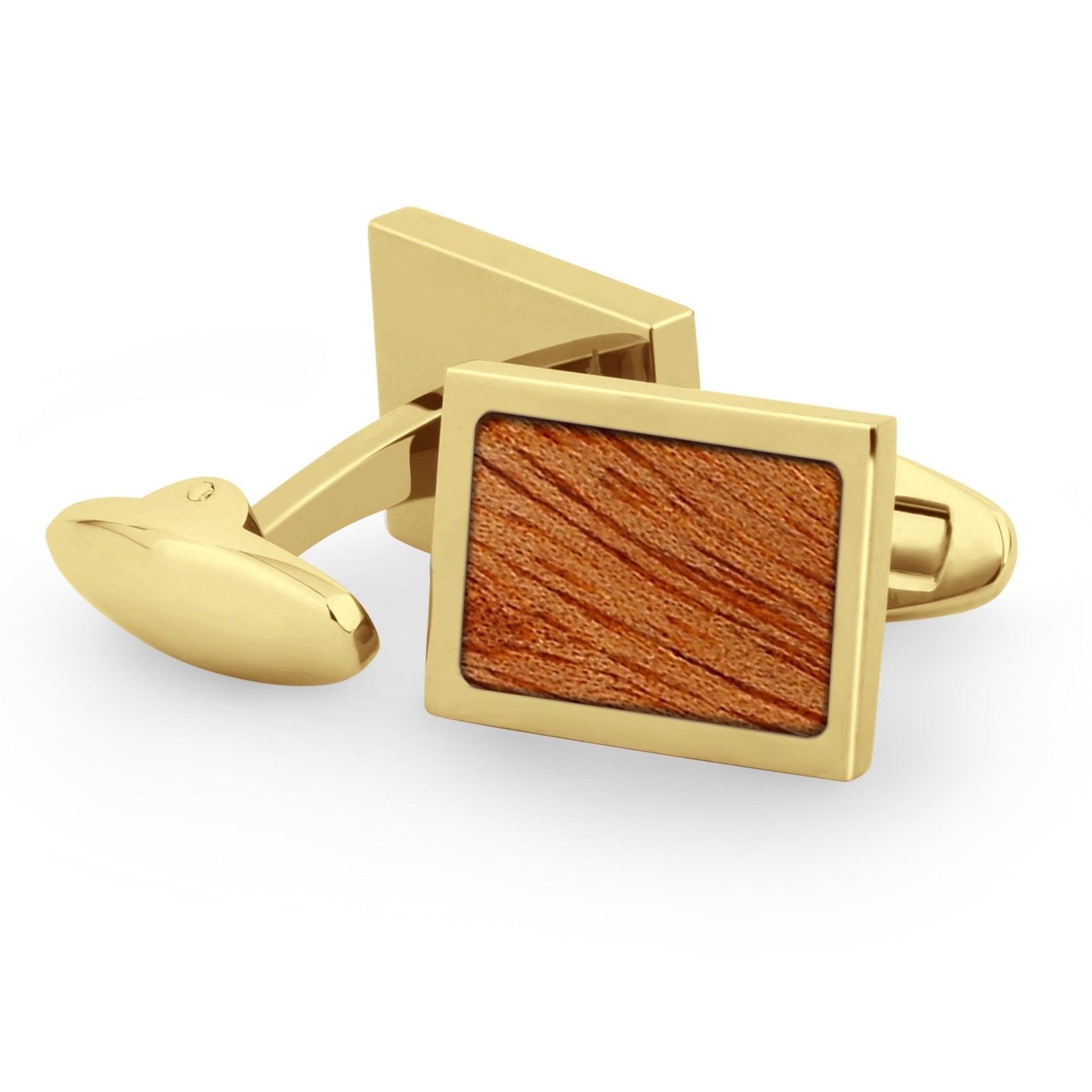 Gum Burl Rectangular Cufflinks - Yellow Gold - PBNJ FASHIONS