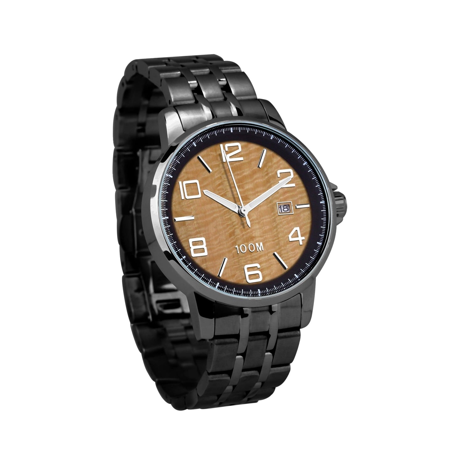 Gum Burl Watch Stainless Steel Band Gunmetal - Men's - PBNJ FASHIONS