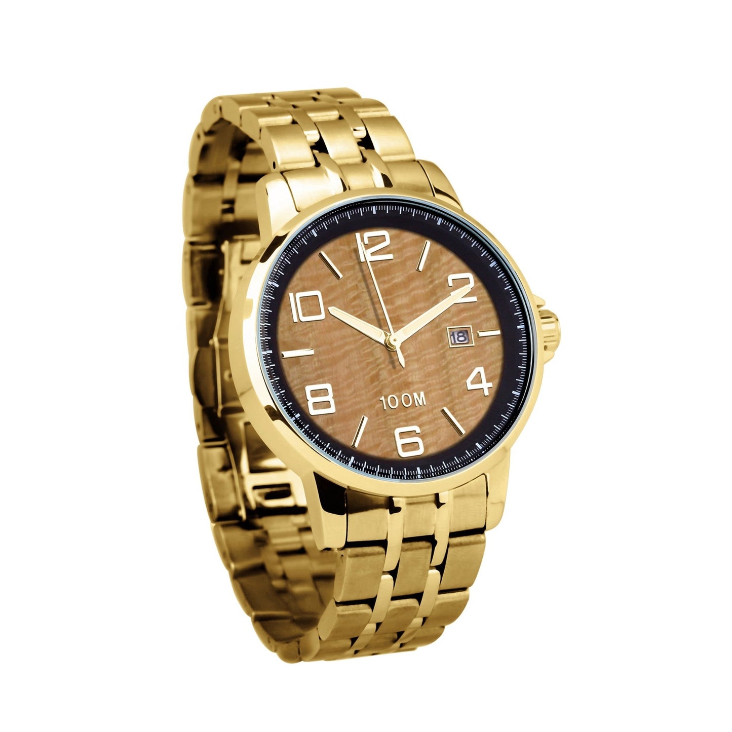 Gum Burl Watch Stainless Steel Band Yellow Gold - Men's - PBNJ FASHIONS
