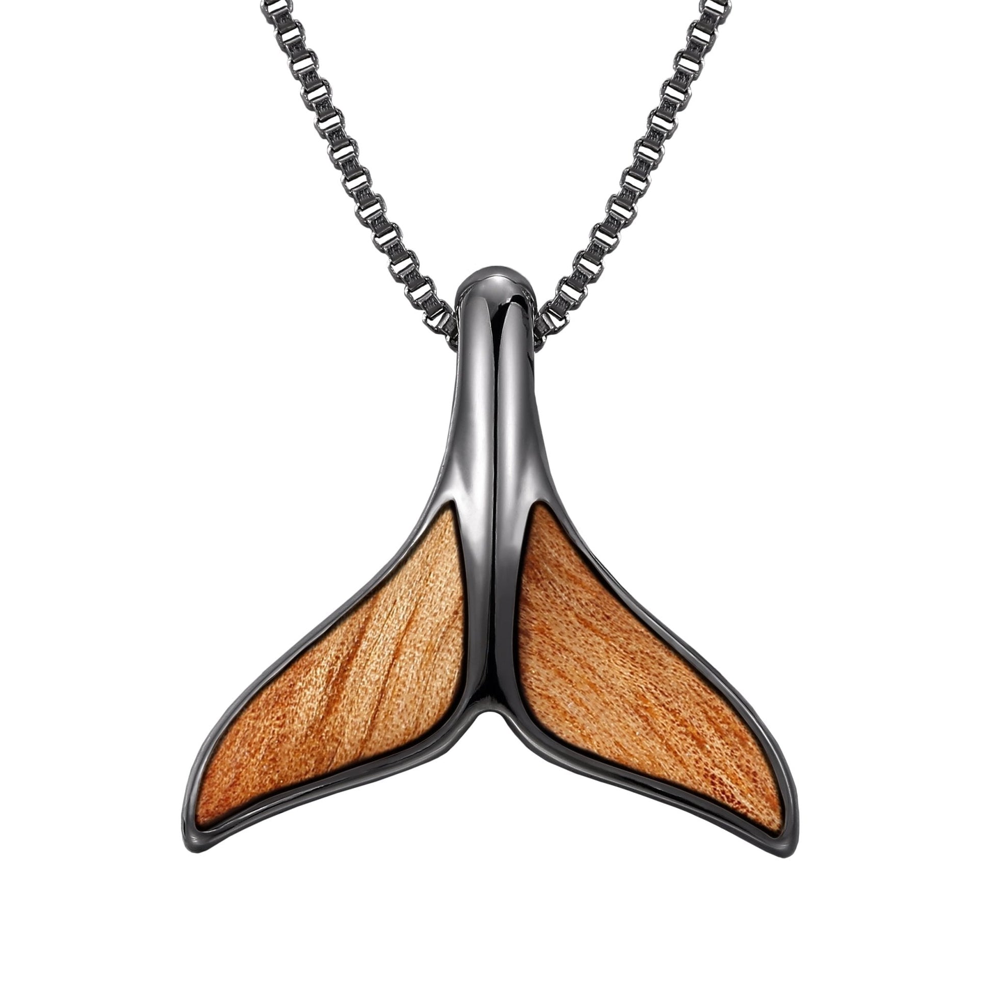 Gum Burl Whale Tail Necklace - Gunmetal - PBNJ FASHIONS