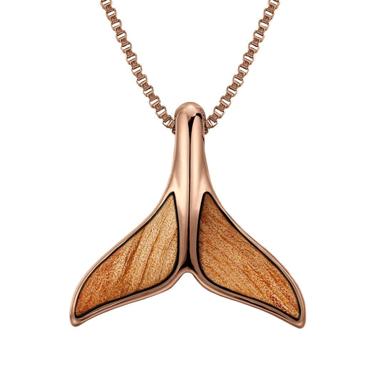 Gum Burl Whale Tail Necklace - Rose Gold