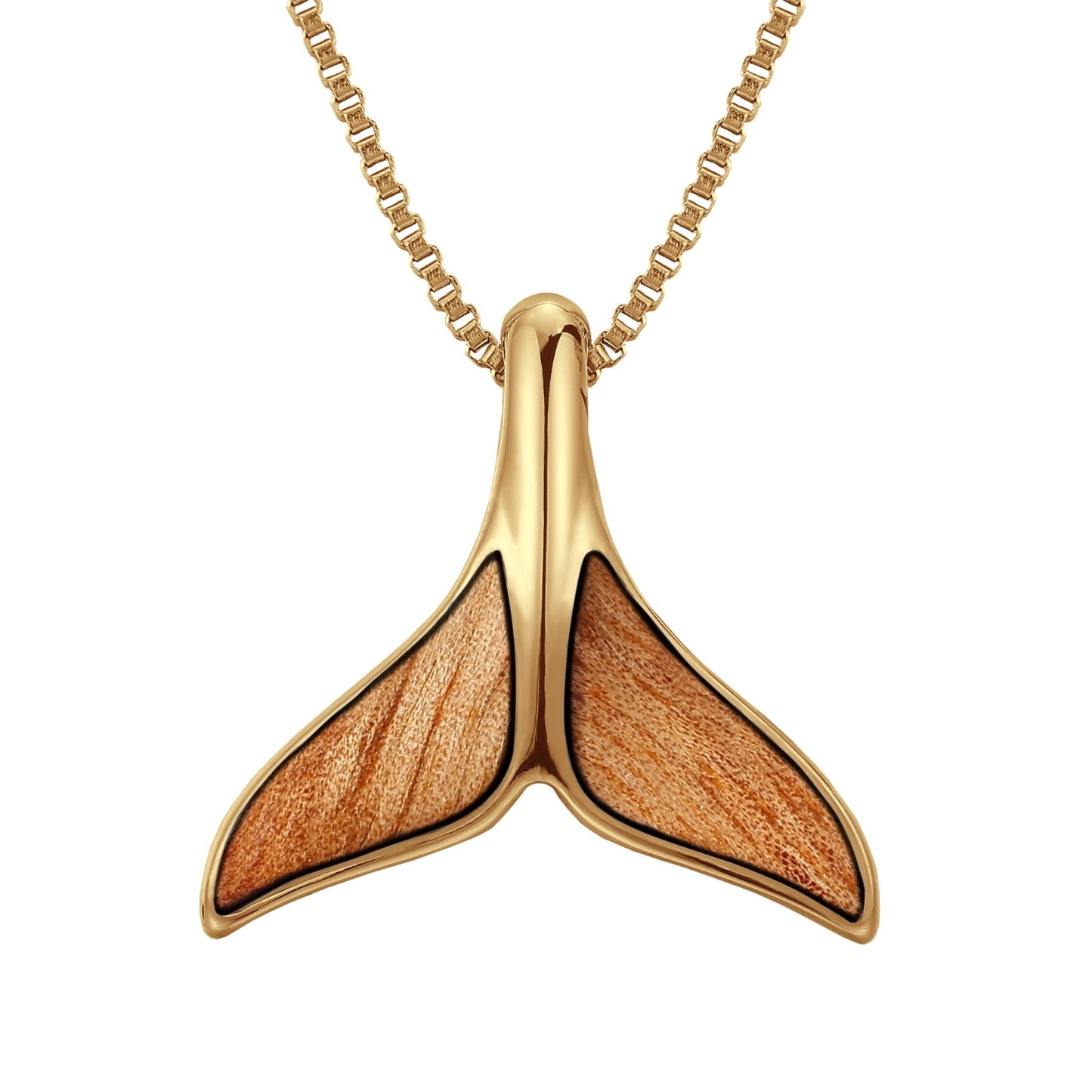 Gum Burl Whale Tail Necklace - Yellow Gold