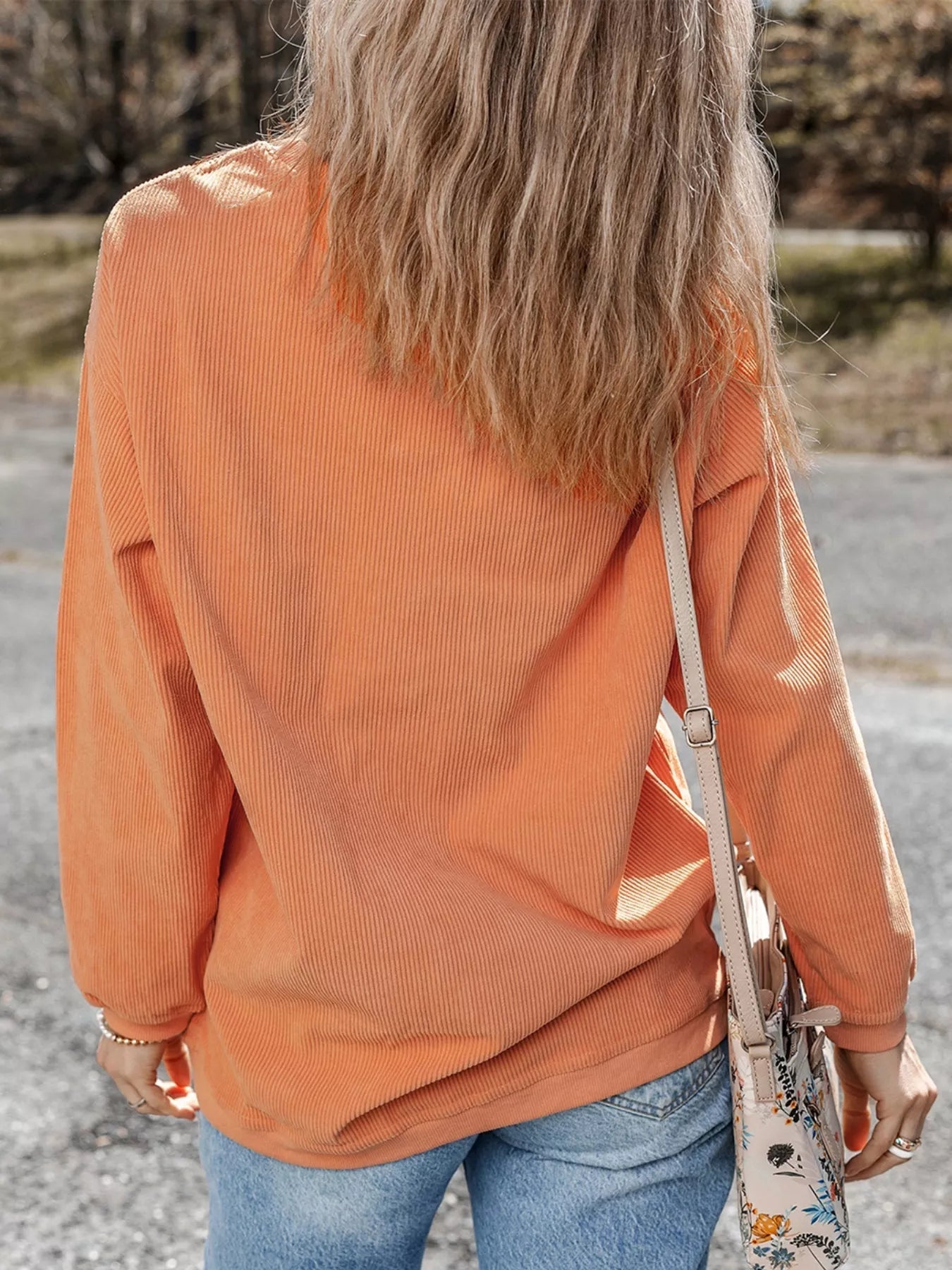 Halloween Sequined Pumpkin Ribbed Round Neck Sweatshirt - PBNJ FASHIONS