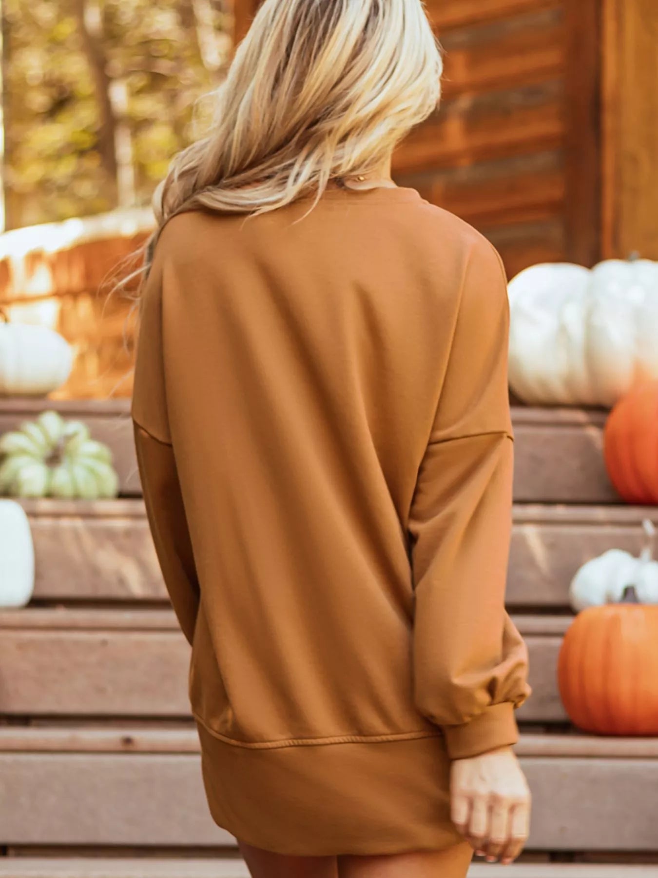 Happy Halloween Graphic Notched Long Sleeve Loose Top - PBNJ FASHIONS
