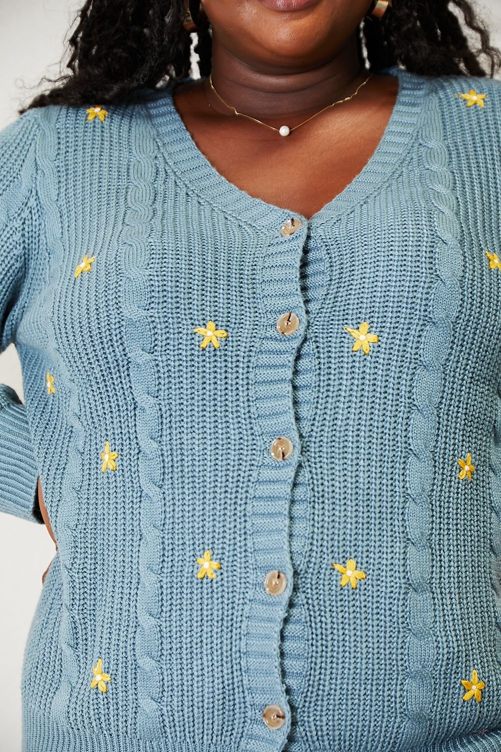 HEYSON Full Size Floral Embroidered Cable Cardigan - PBNJ FASHIONS