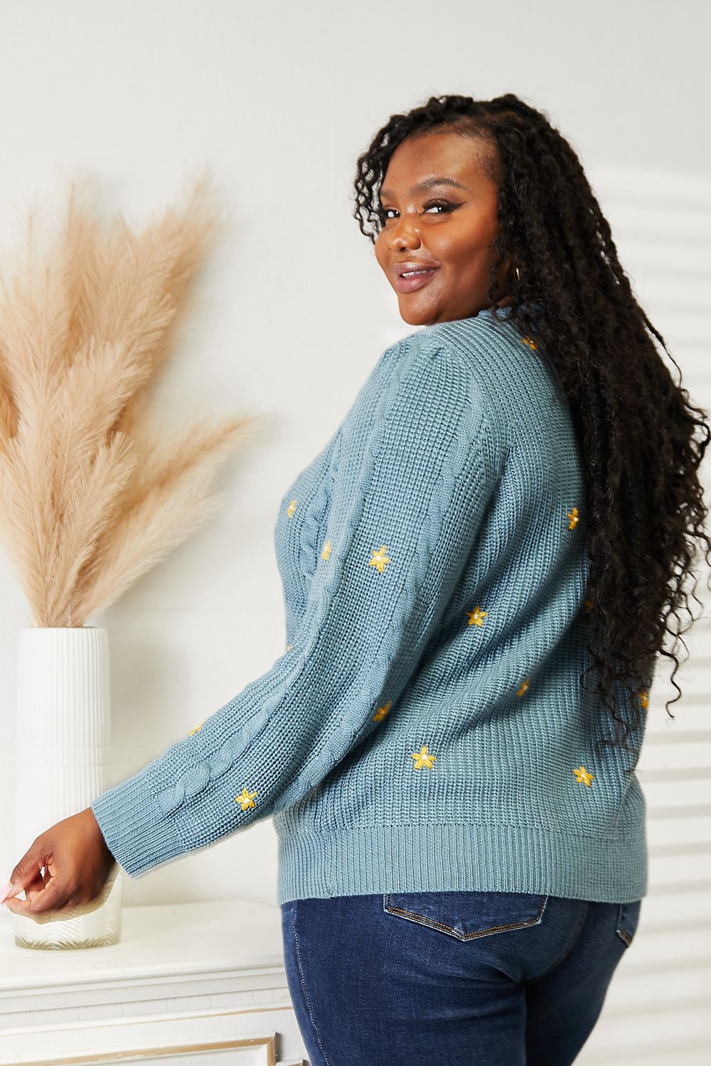 HEYSON Full Size Floral Embroidered Cable Cardigan - PBNJ FASHIONS