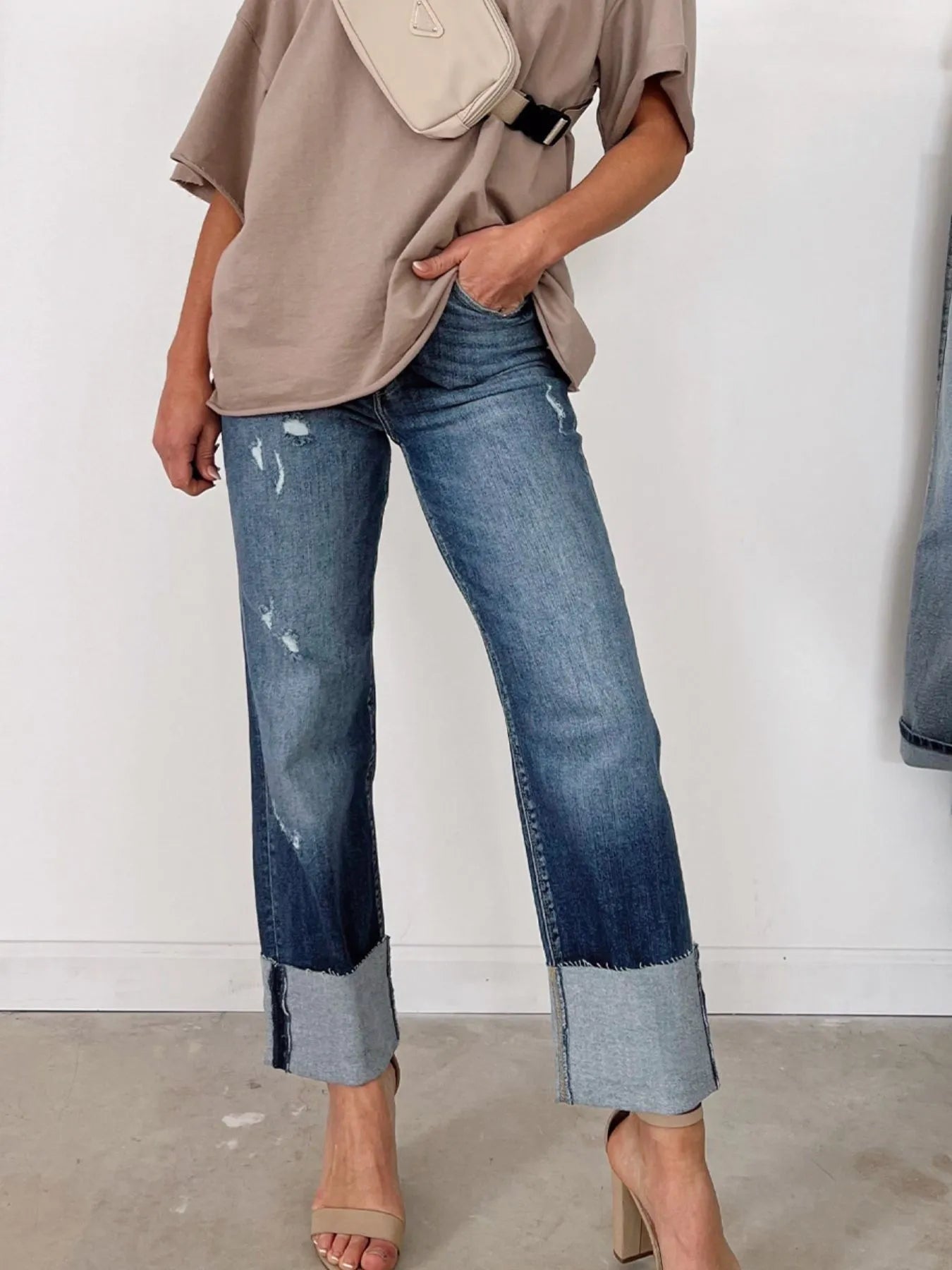 High Waist Distressed Straight Leg Jeans - PBNJ FASHIONS