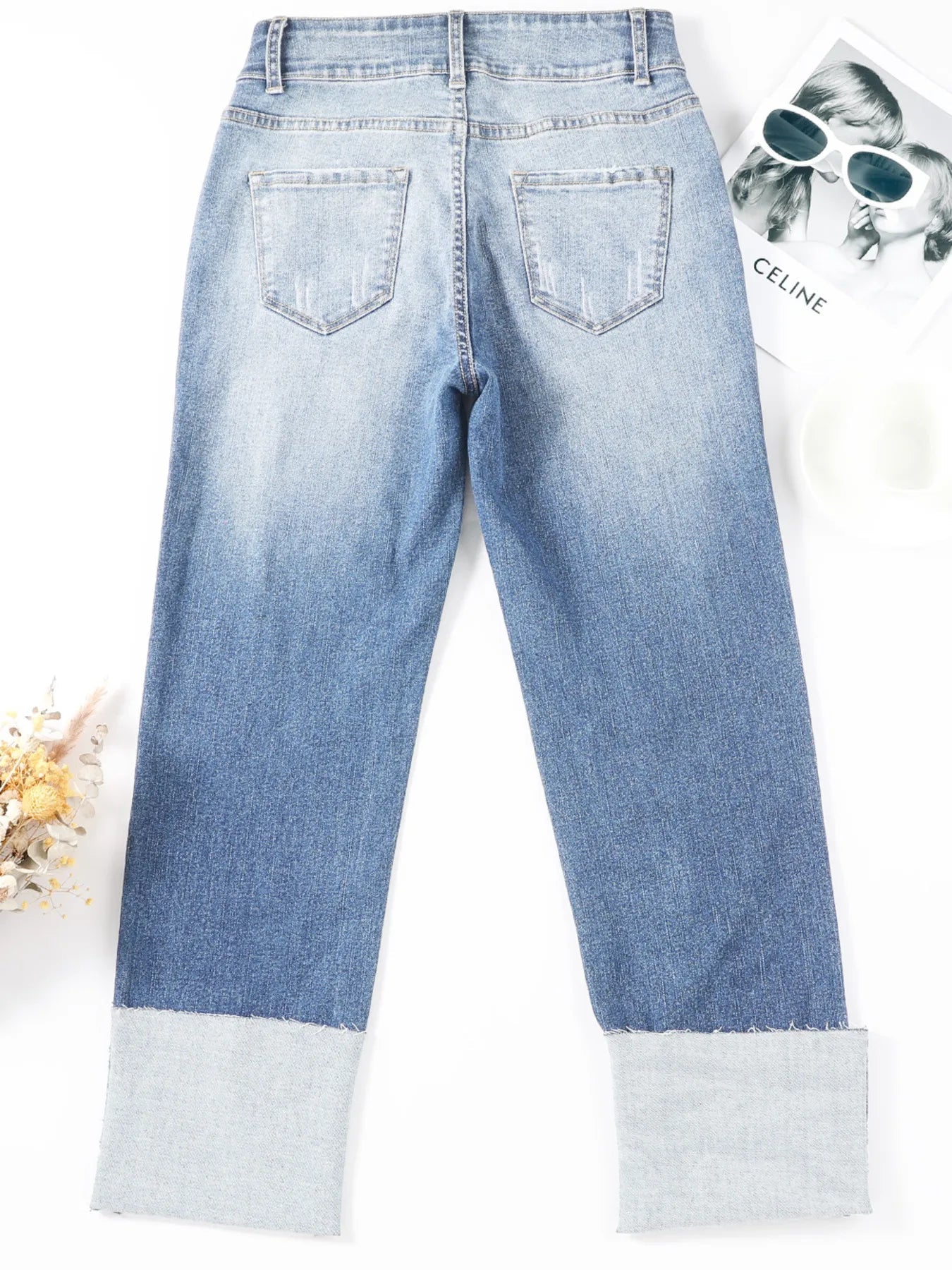 High Waist Distressed Straight Leg Jeans - PBNJ FASHIONS