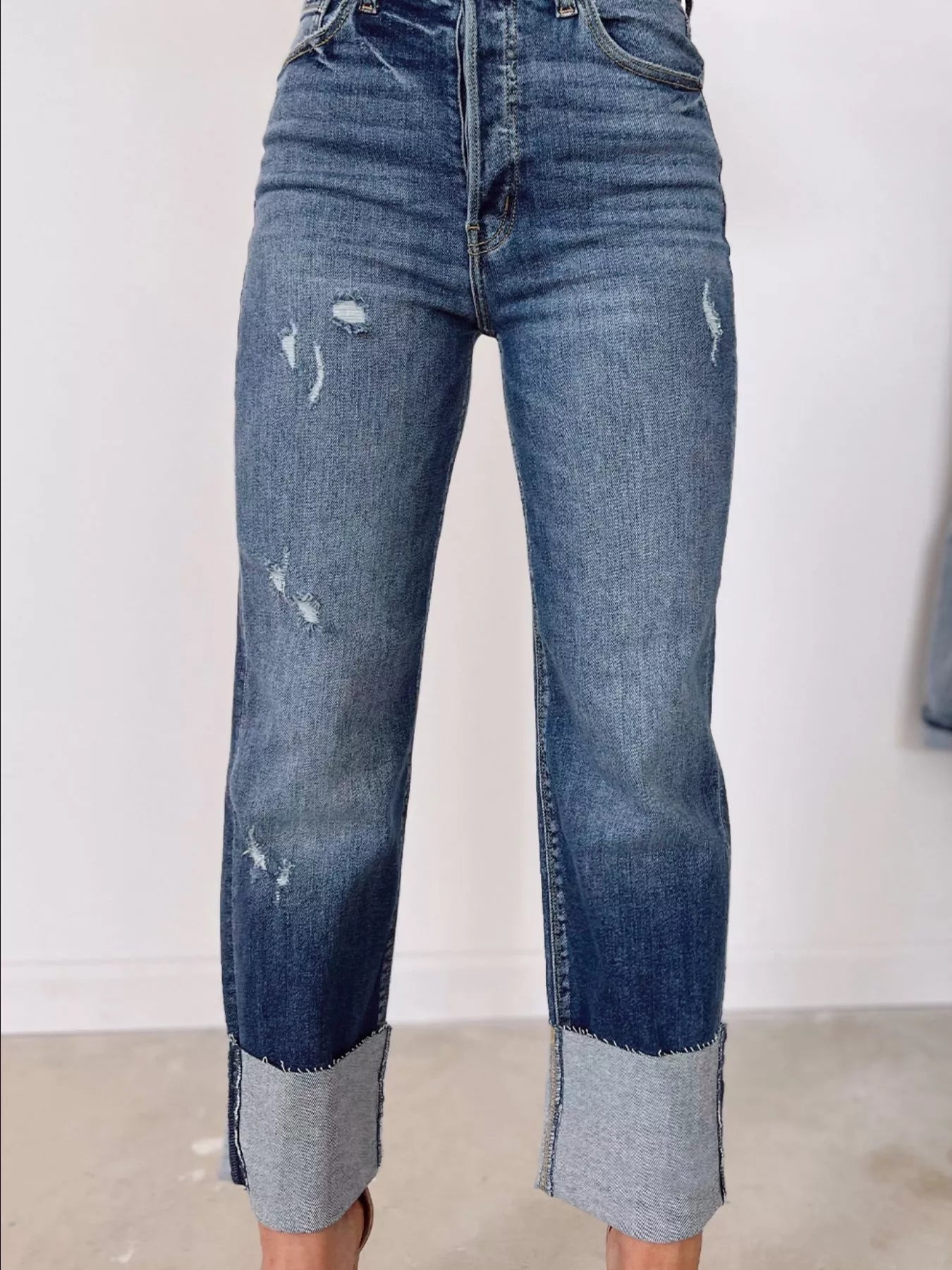 High Waist Distressed Straight Leg Jeans - PBNJ FASHIONS