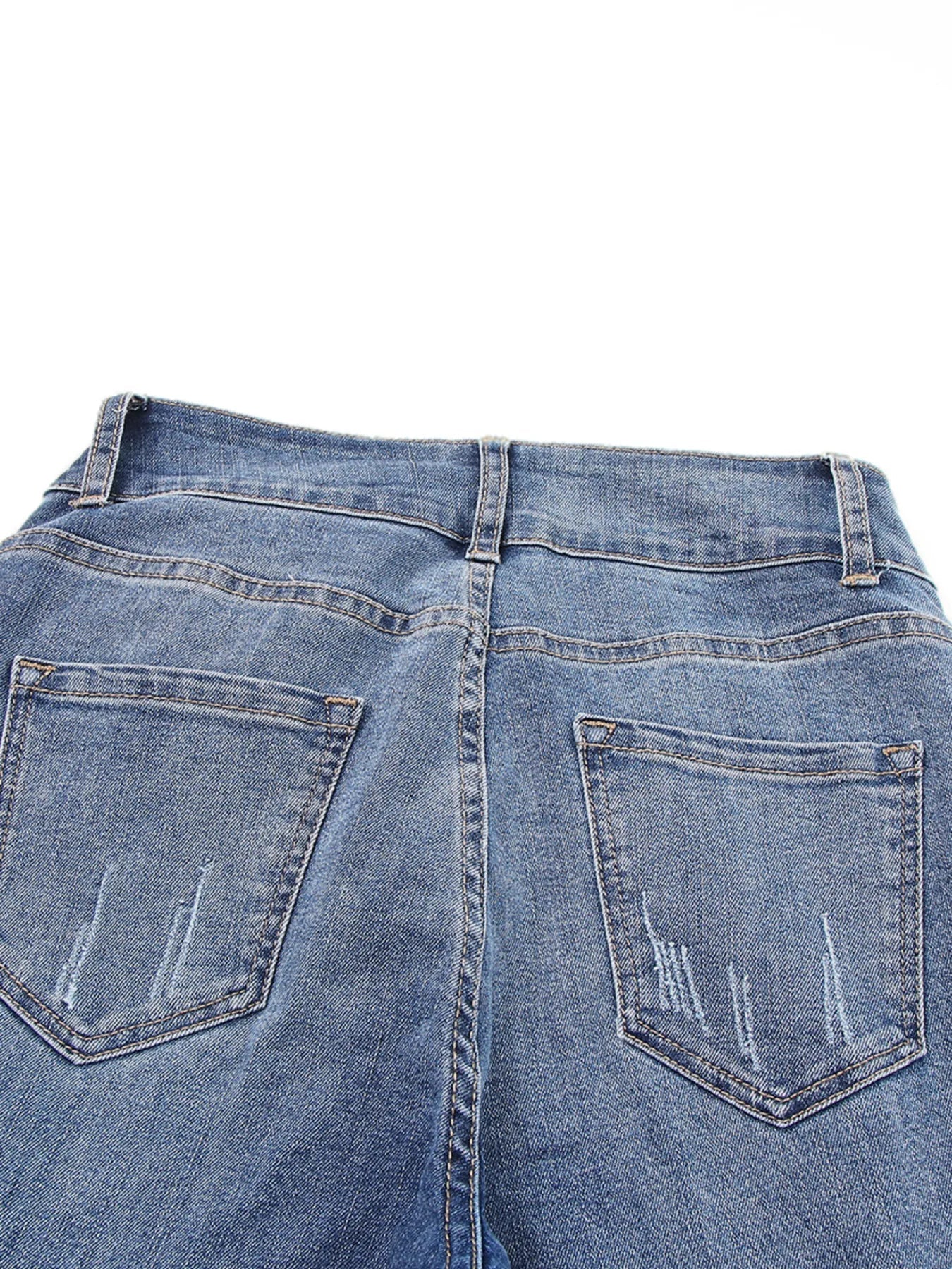 High Waist Distressed Straight Leg Jeans - PBNJ FASHIONS