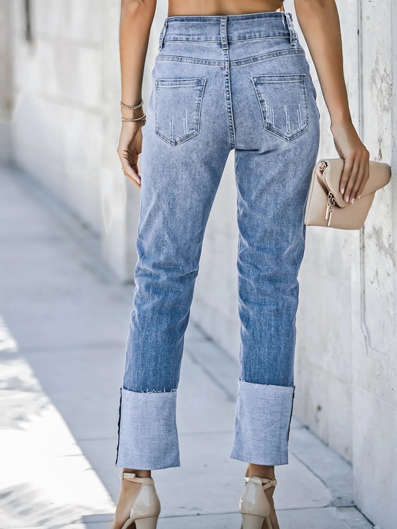 High Waist Distressed Straight Leg Jeans - PBNJ FASHIONS
