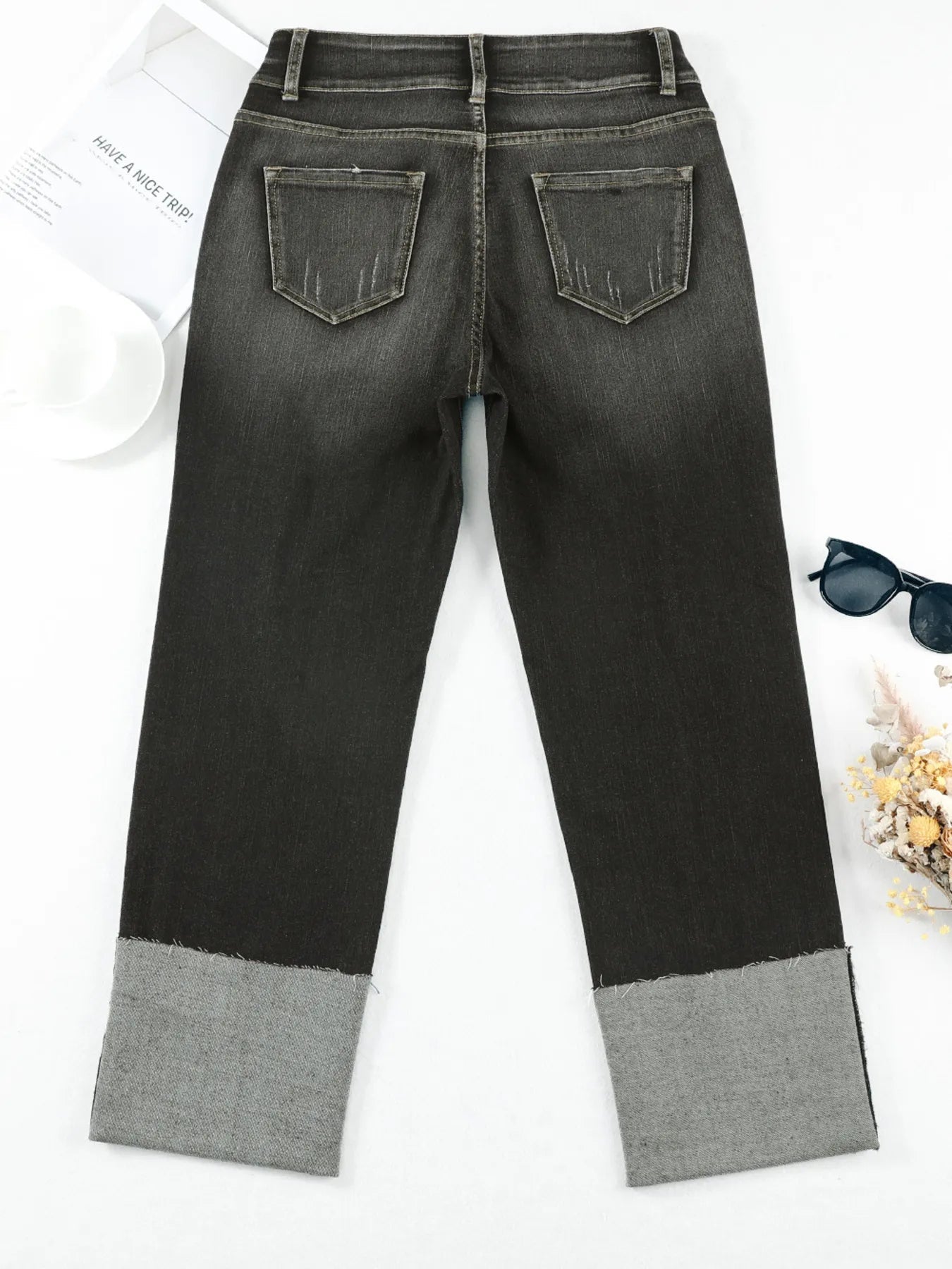 High Waist Distressed Straight Leg Jeans - PBNJ FASHIONS