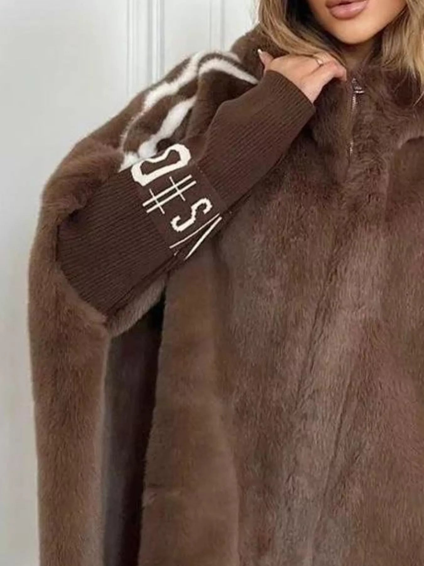 Hooded Faux Fur Striped Trim Outerwear - PBNJ FASHIONS