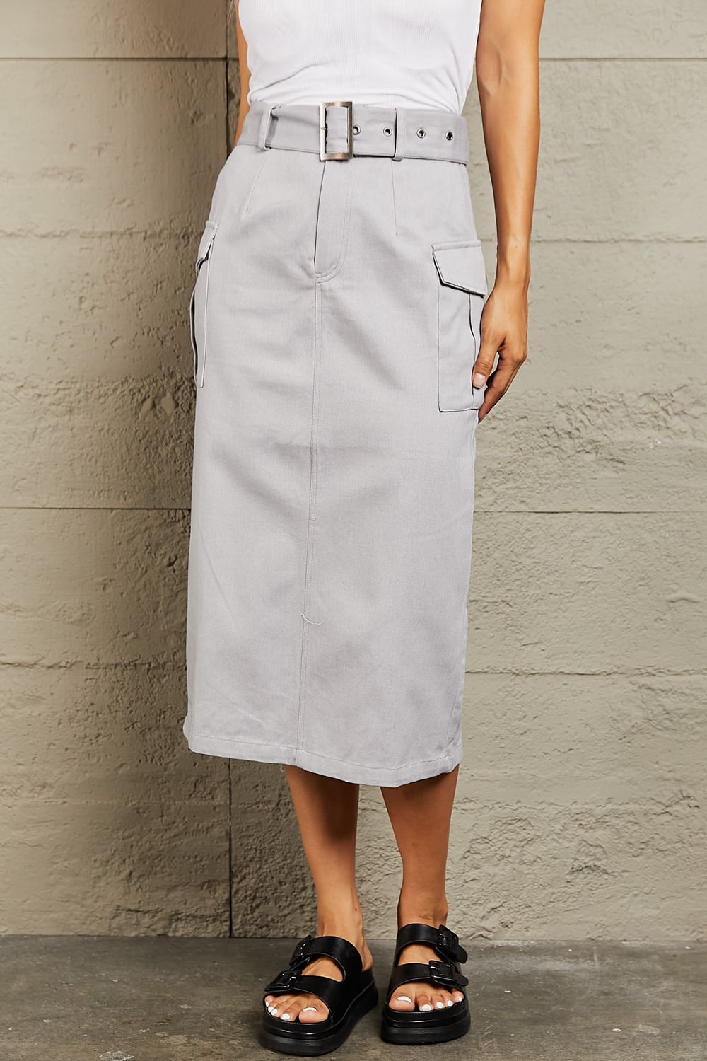 HYFVE Professional Poise Buckled Midi Skirt - PBNJ FASHIONS