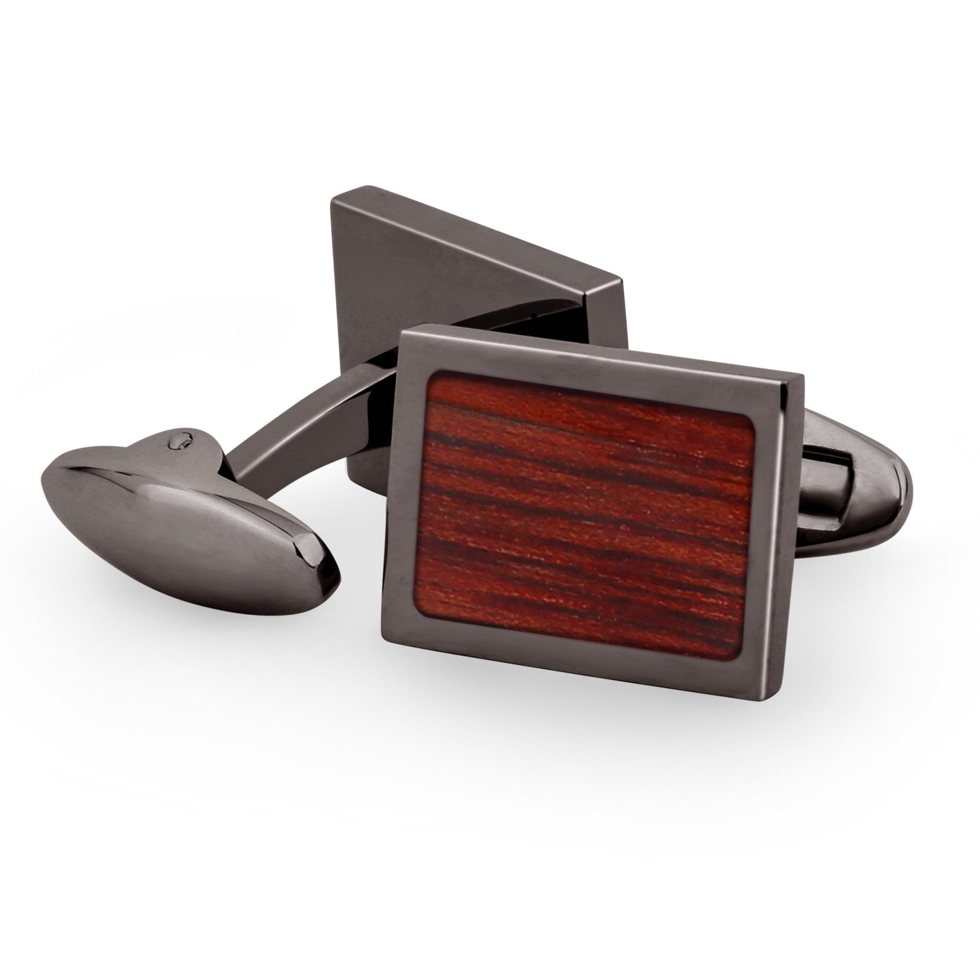Jarrah Wood Rectangular Cufflinks - Gunmetal - PBNJ FASHIONS