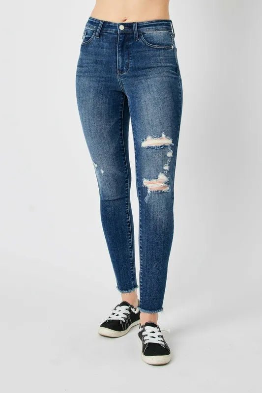 Judy Blue Full Size High Waist Distressed Skinny Jeans - PBNJ FASHIONS
