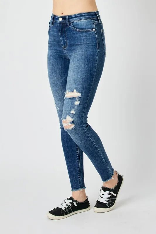 Judy Blue Full Size High Waist Distressed Skinny Jeans - PBNJ FASHIONS