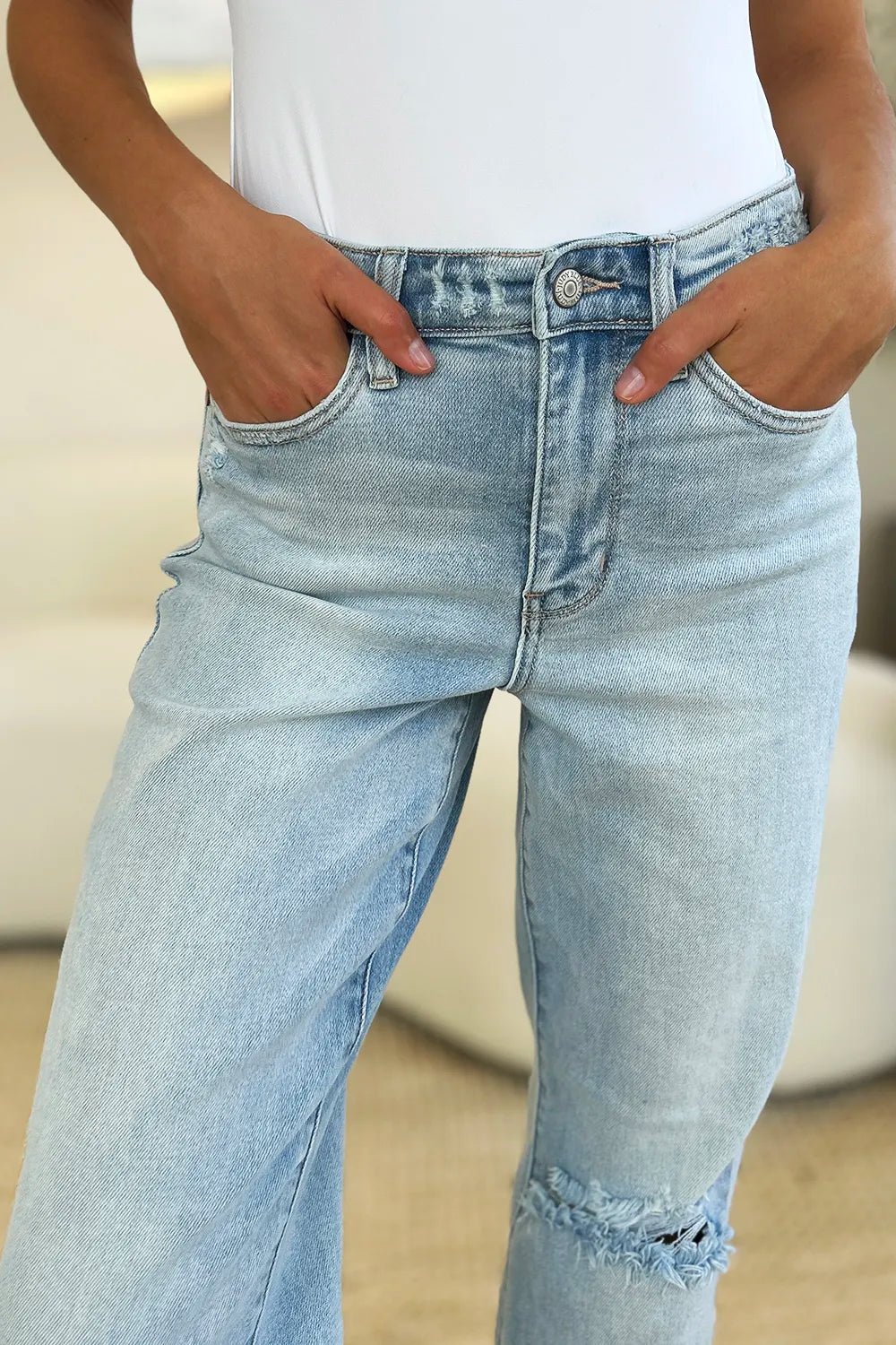 Judy Blue Full Size High Waist Distressed Straight Jeans - PBNJ FASHIONS