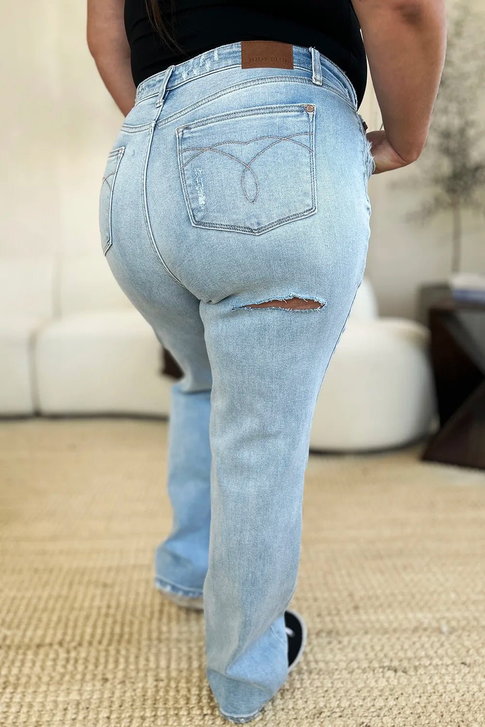 Judy Blue Full Size High Waist Distressed Straight Jeans - PBNJ FASHIONS