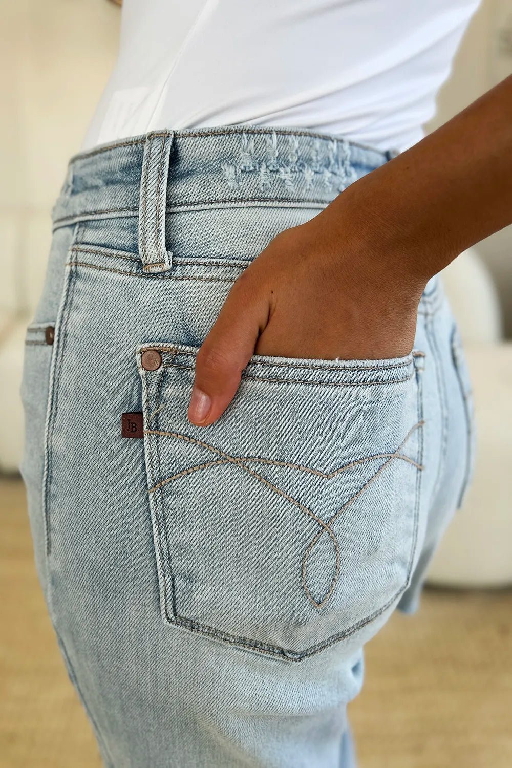 Judy Blue Full Size High Waist Distressed Straight Jeans - PBNJ FASHIONS