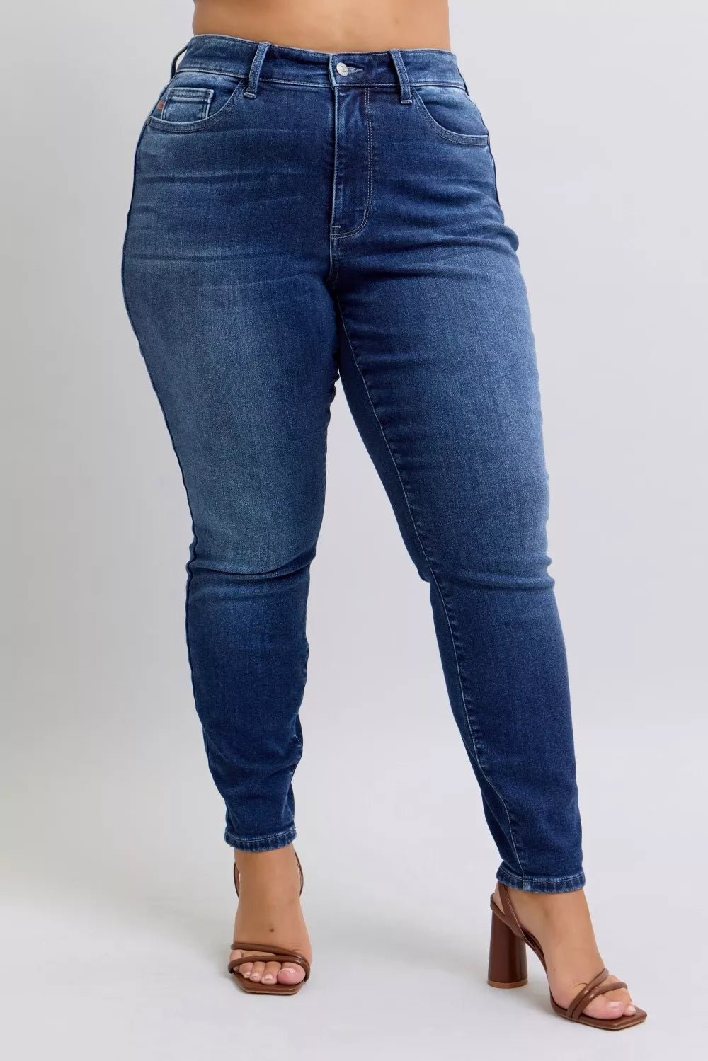 Judy Blue Full Size Washed Thermal Skinny Jeans Plus Size - PBNJ FASHIONS