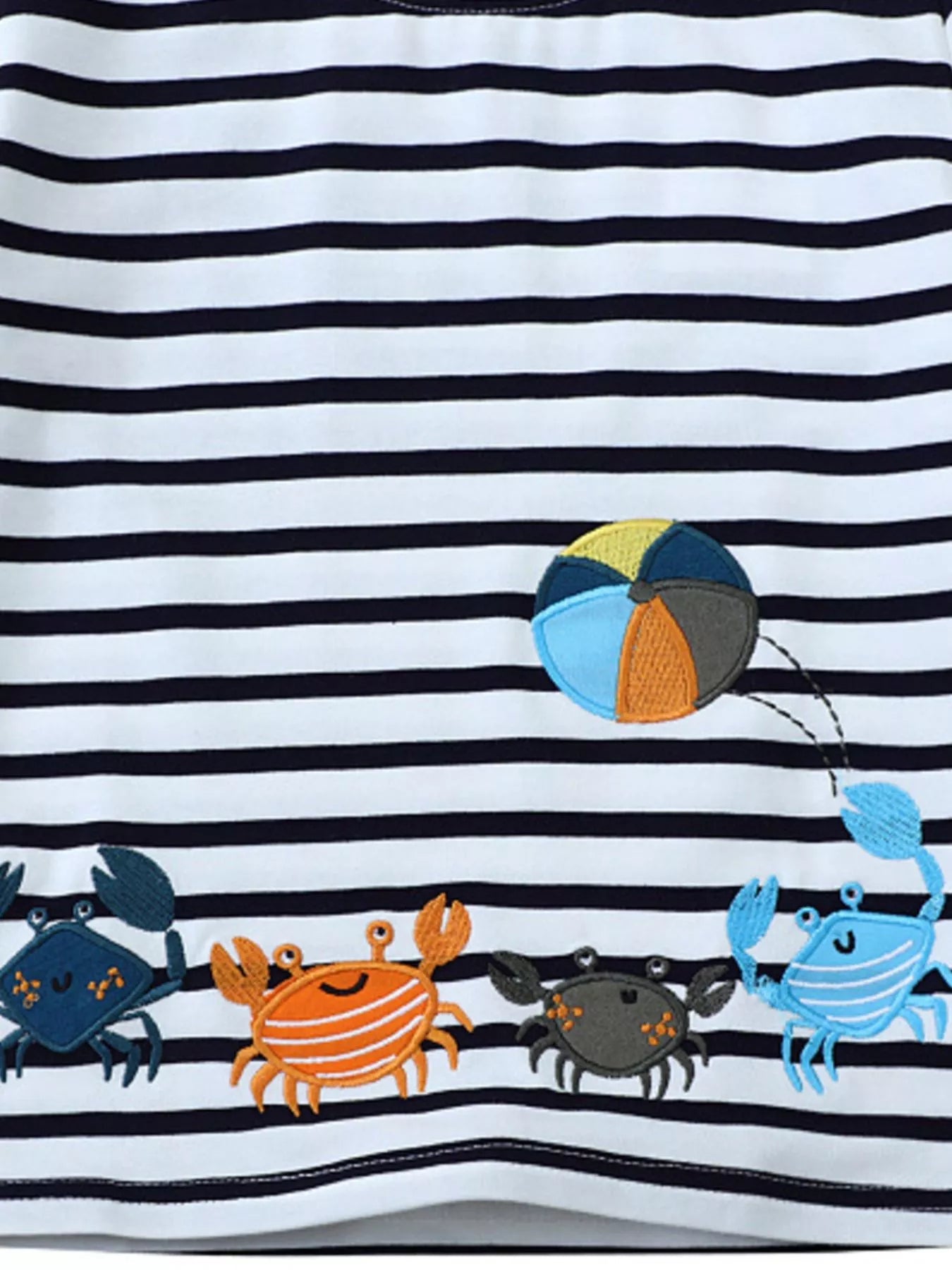 Kids' Crab Design Striped Cotton T-Shirt | Comfortable & Stylish - Black-2T- - PBNJ FASHIONS