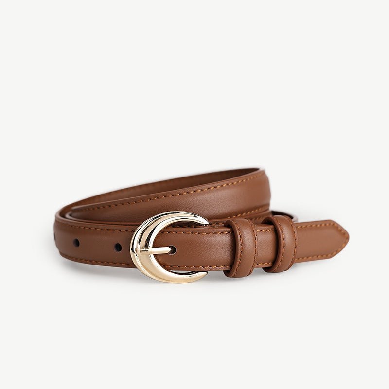 Leather Belt with Golden Buckle - PBNJ FASHIONS
