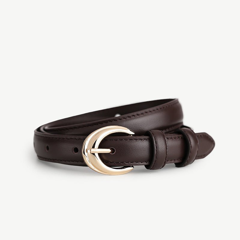 Leather Belt with Golden Buckle - PBNJ FASHIONS