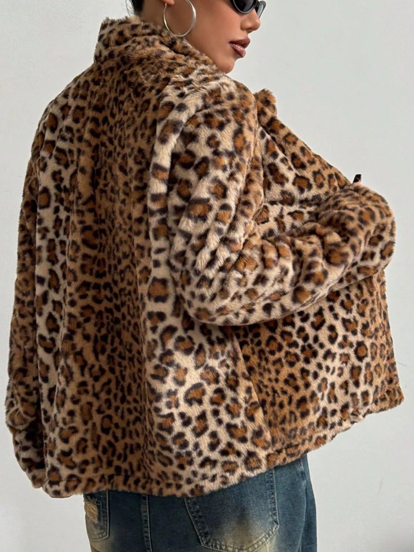Leopard Button Up Faux Fur Outerwear - PBNJ FASHIONS