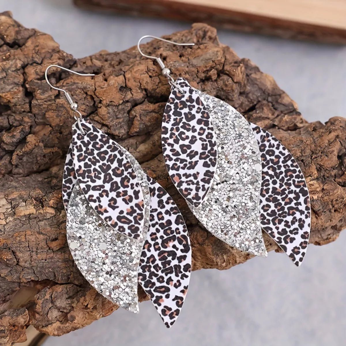 Leopard Print Leather Leaf Drop Earrings - PBNJ FASHIONS