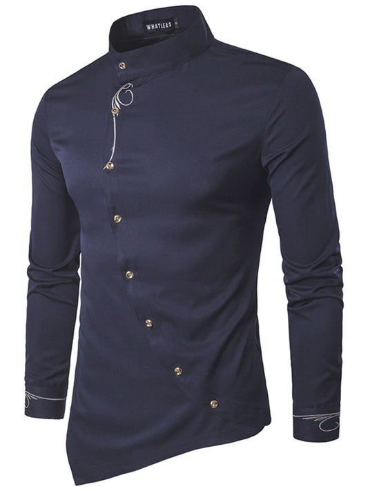 Men's Asymmetric Button-Down Slim Fit Shirt - PBNJ FASHIONS
