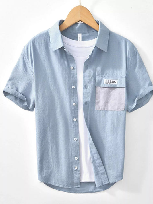 Men's Casual Short-Sleeve Button-Down Shirt - PBNJ FASHIONS