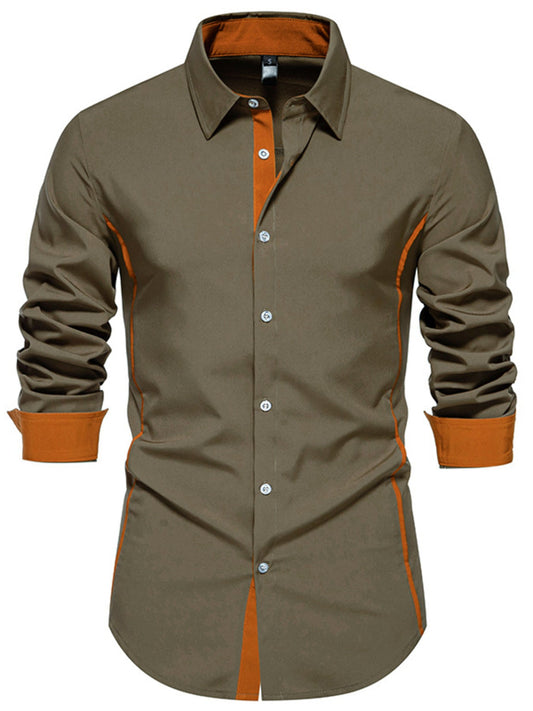 Men's Contrast Trim Button-Down Shirt - PBNJ FASHIONS