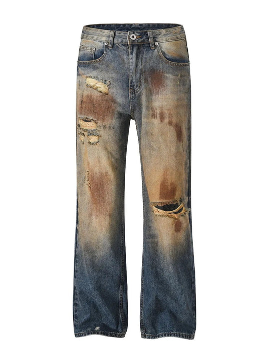 Men's Distressed Bleached Loose Fit Jeans - PBNJ FASHIONS