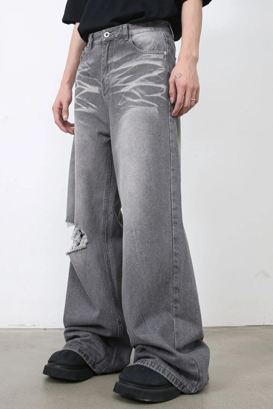 Men's Distressed Wide Leg Jeans - PBNJ FASHIONS