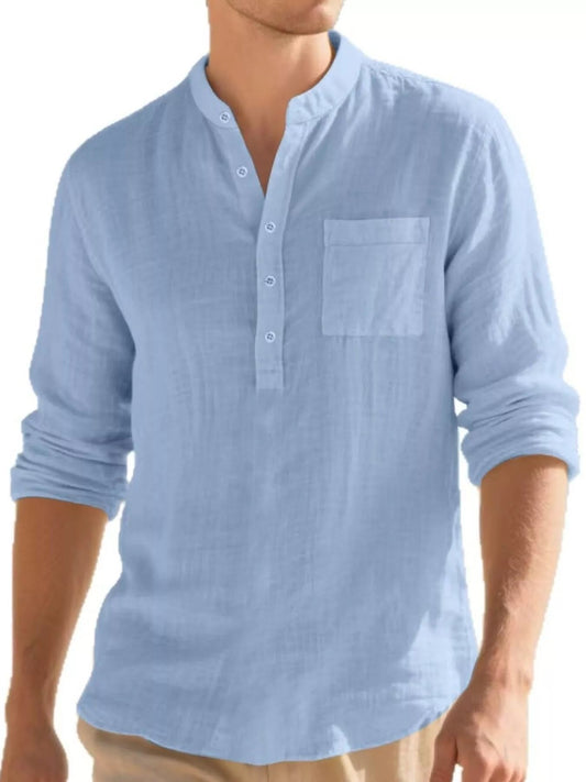 Men's Full Size Button Detail Long Sleeve Shirt Plus Size - PBNJ FASHIONS