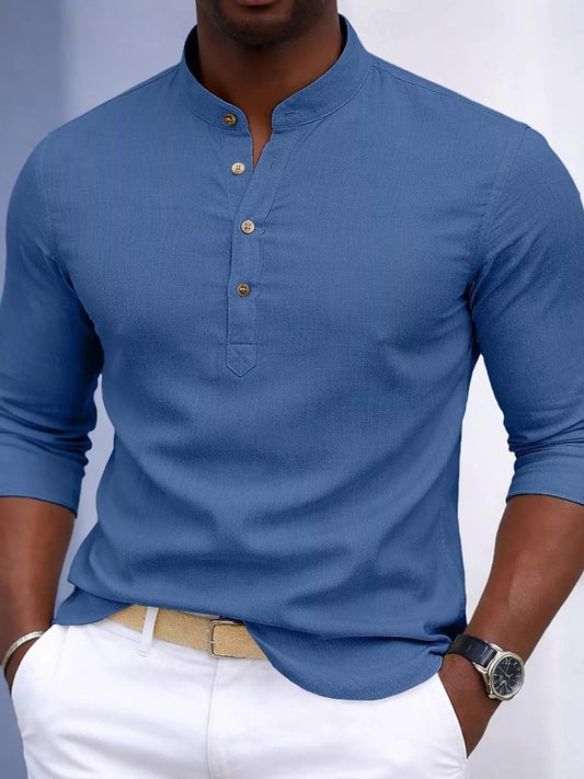 Men's Full Size Button Detail Slim Fit Shirt Plus Size - PBNJ FASHIONS