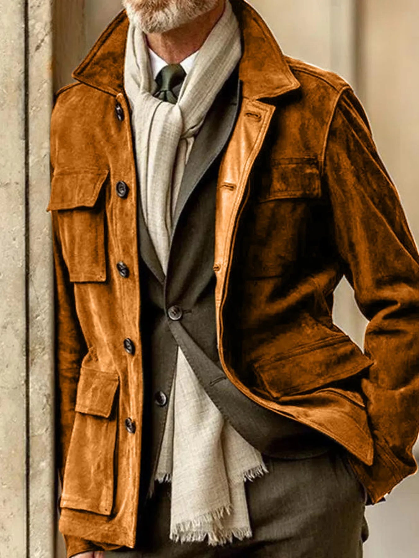Men's Full Size Button Up Long Sleeve Jacket Plus Size - PBNJ FASHIONS