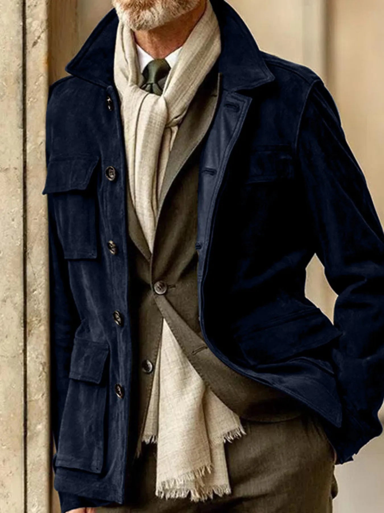 Men's Full Size Button Up Long Sleeve Jacket Plus Size - PBNJ FASHIONS