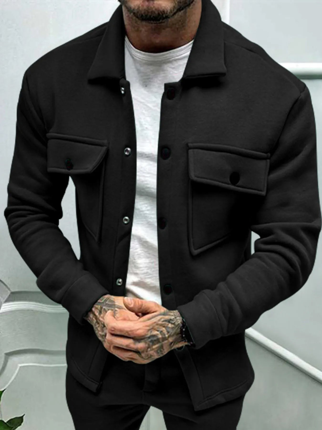 Men's Full Size Button Up Long Sleeve Jacket Plus Size - PBNJ FASHIONS