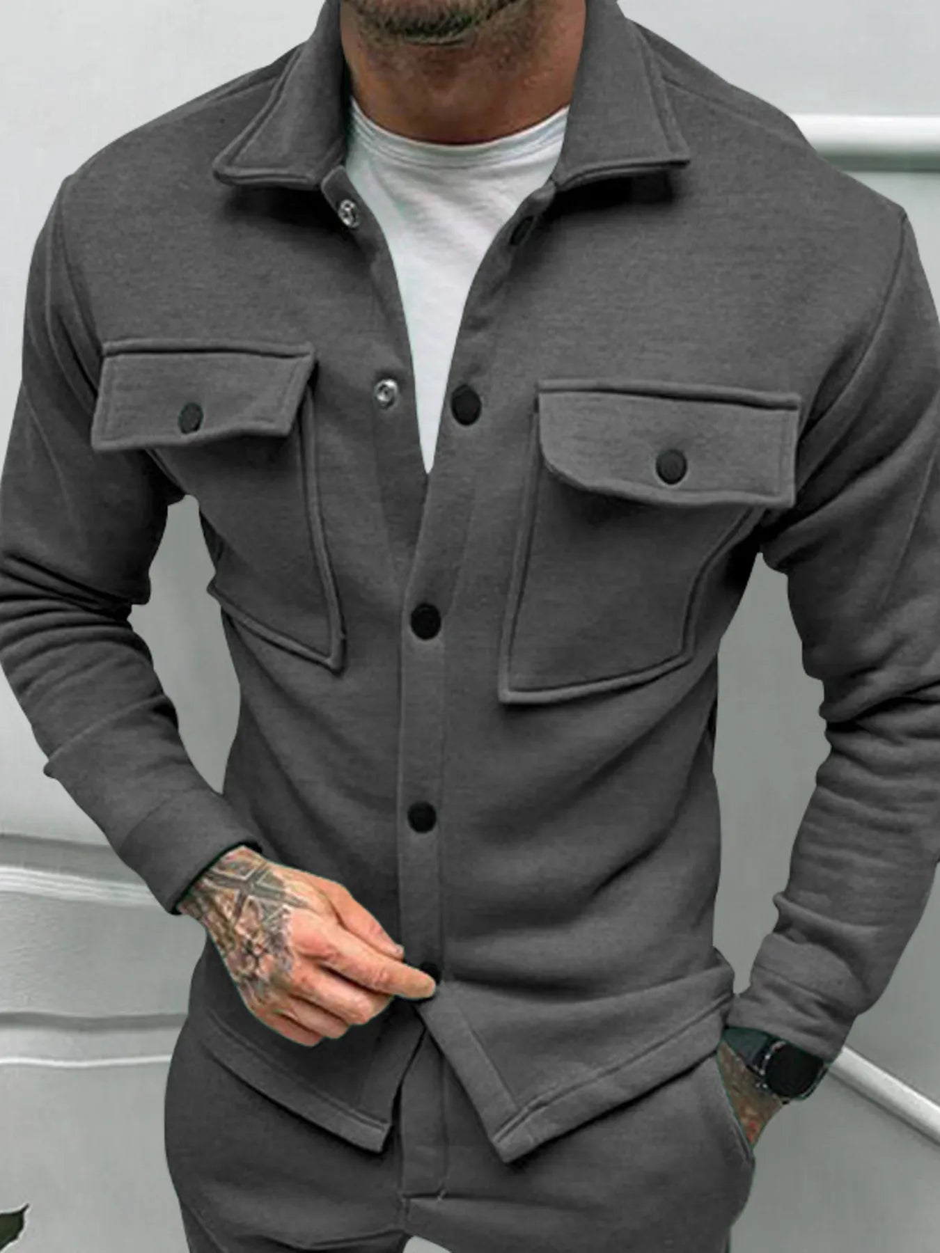 Men's Full Size Button Up Long Sleeve Jacket Plus Size - PBNJ FASHIONS