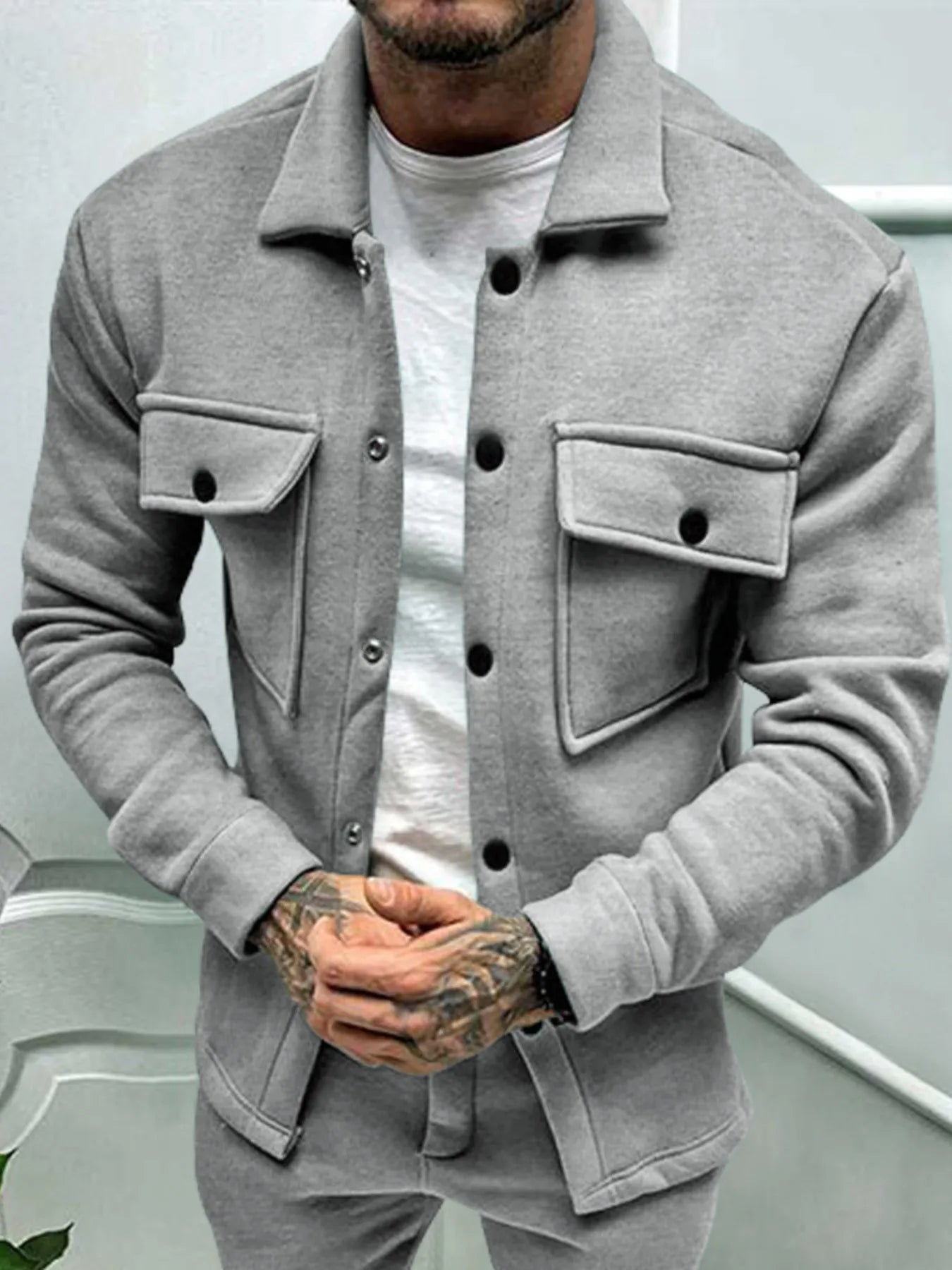 Men's Full Size Button Up Long Sleeve Jacket Plus Size - PBNJ FASHIONS