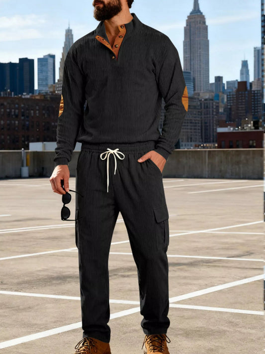 Men's Full Size Casual Button Detail Top and Pants Set Plus Size - PBNJ FASHIONS