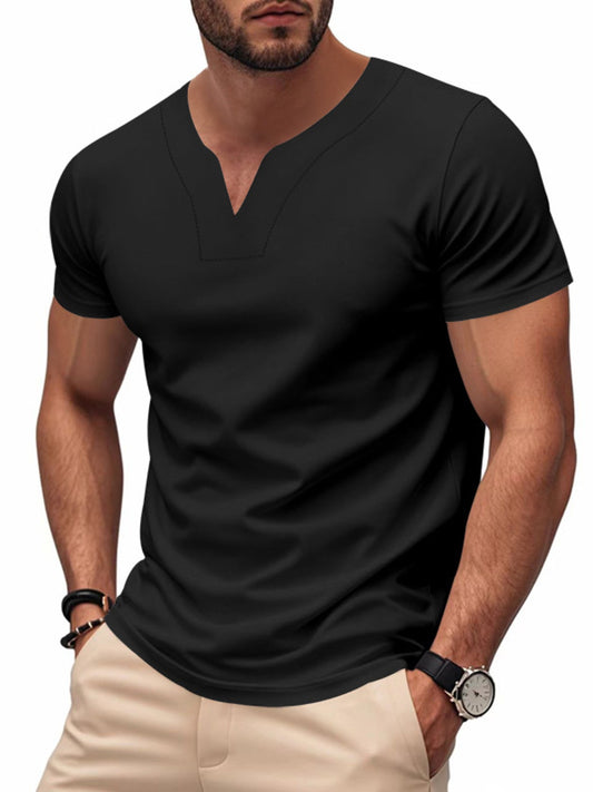 Men's Full Size Casual V-Neck Short Sleeve T-Shirt Plus Size - PBNJ FASHIONS