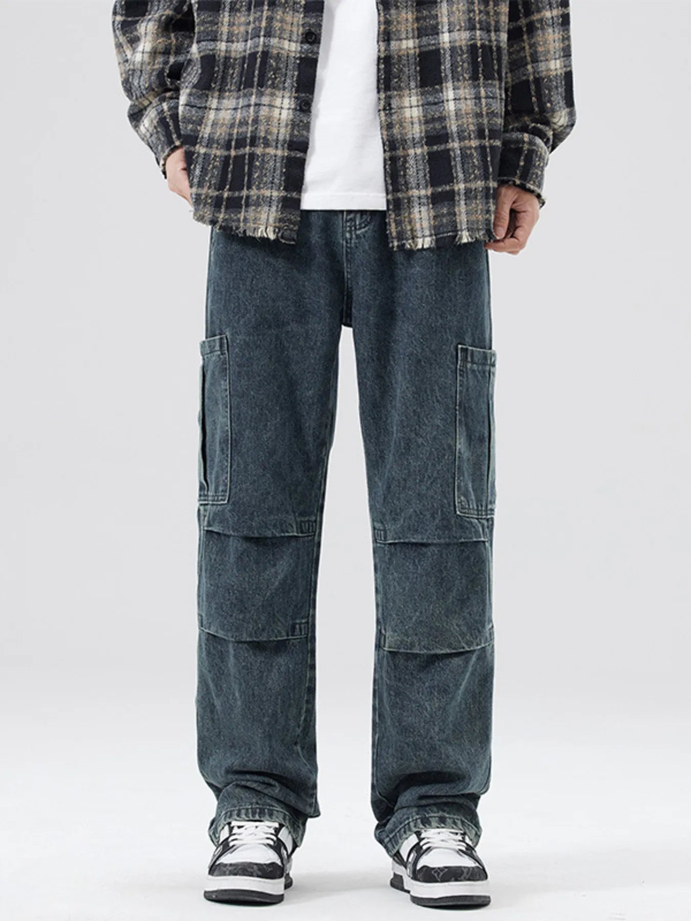 Men's Full Size Distressed Cargo Jeans Plus Size - PBNJ FASHIONS