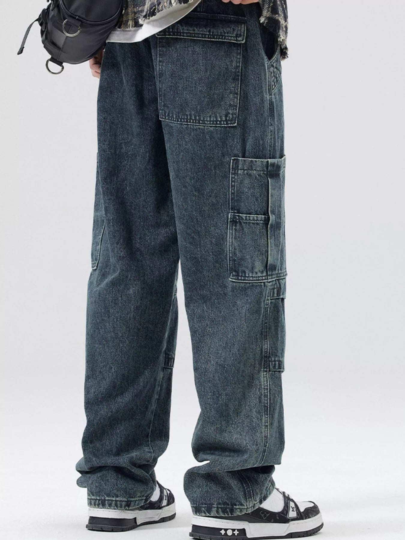 Men's Full Size Distressed Cargo Jeans Plus Size - PBNJ FASHIONS