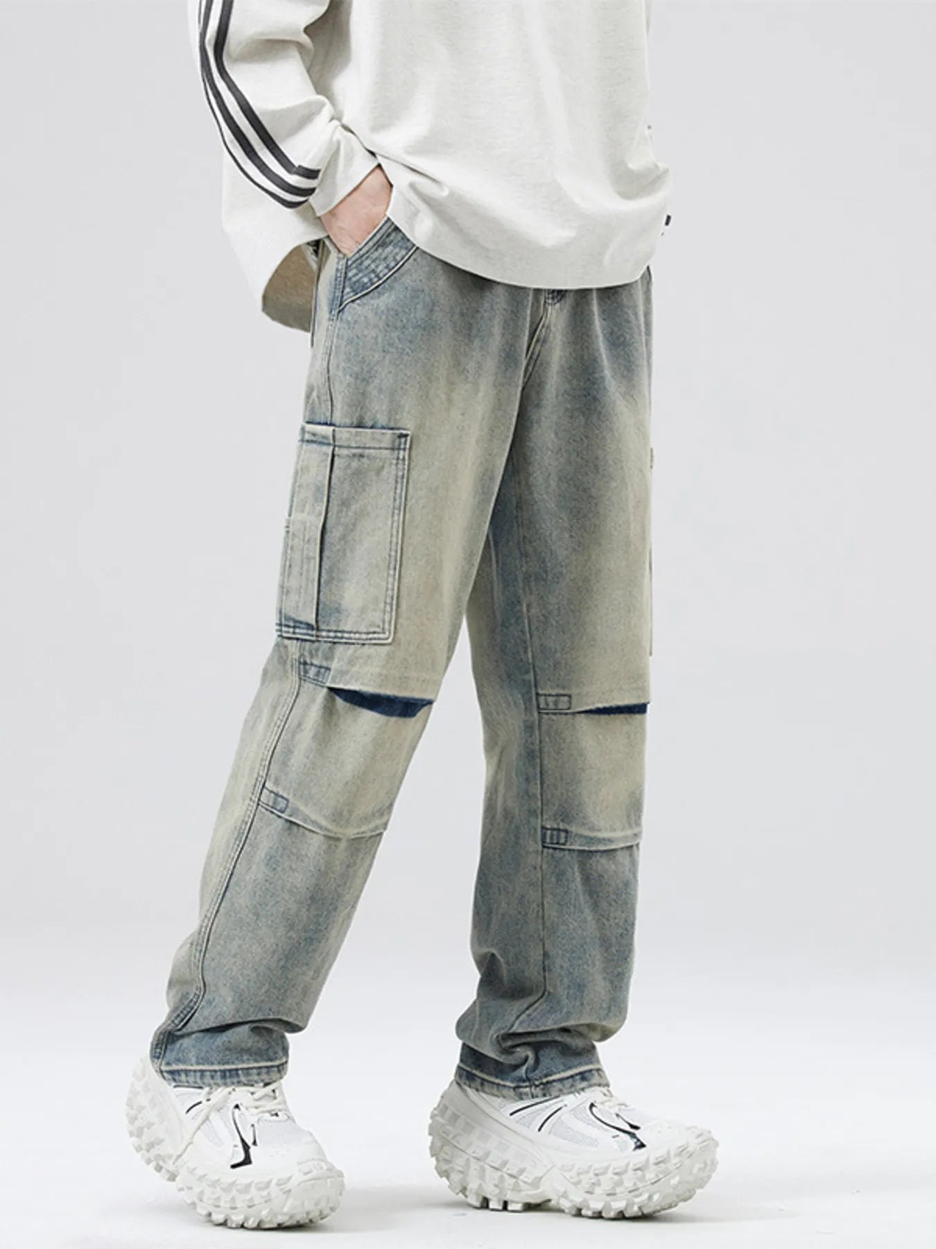 Men's Full Size Distressed Cargo Jeans Plus Size - PBNJ FASHIONS