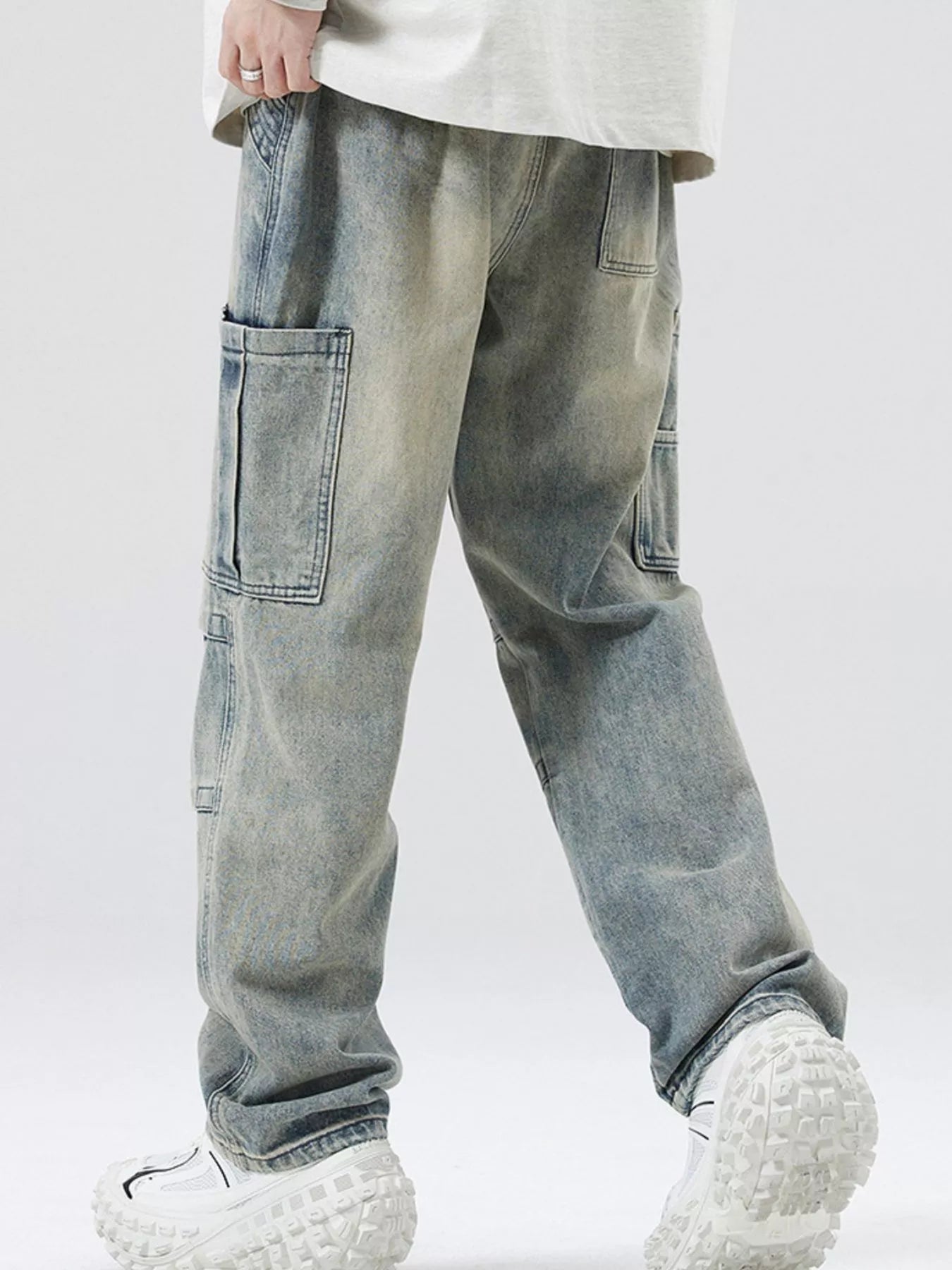 Men's Full Size Distressed Cargo Jeans Plus Size - PBNJ FASHIONS